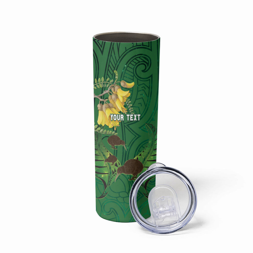 Personalised South Canterbury Anniversary Day Skinny Tumbler Kiwi Kowhai Silver Fern Maori Pattern