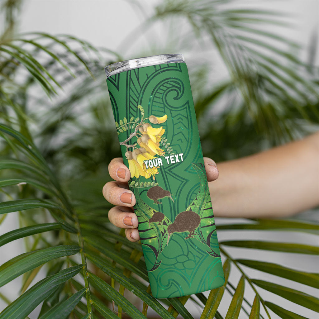 Personalised South Canterbury Anniversary Day Skinny Tumbler Kiwi Kowhai Silver Fern Maori Pattern