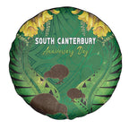 South Canterbury Anniversary Day Spare Tire Cover Kiwi Kowhai Silver Fern Maori Pattern