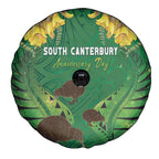 South Canterbury Anniversary Day Spare Tire Cover Kiwi Kowhai Silver Fern Maori Pattern