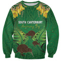Personalised South Canterbury Anniversary Day Sweatshirt Kiwi Kowhai Silver Fern Maori Pattern
