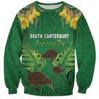 Personalised South Canterbury Anniversary Day Sweatshirt Kiwi Kowhai Silver Fern Maori Pattern