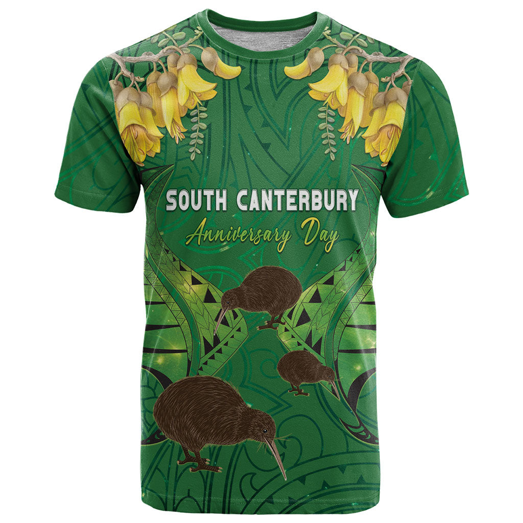 Personalised South Canterbury Anniversary Day T Shirt Kiwi Kowhai Silver Fern Maori Pattern