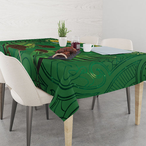 South Canterbury Anniversary Day Tablecloth Kiwi Kowhai Silver Fern Maori Pattern