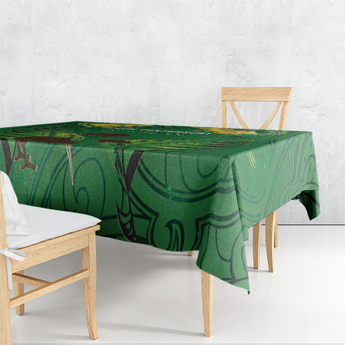 South Canterbury Anniversary Day Tablecloth Kiwi Kowhai Silver Fern Maori Pattern