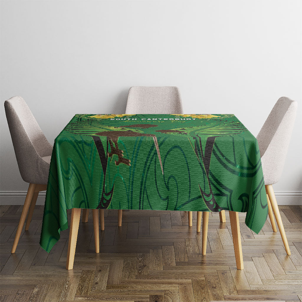 South Canterbury Anniversary Day Tablecloth Kiwi Kowhai Silver Fern Maori Pattern