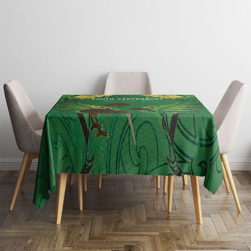 South Canterbury Anniversary Day Tablecloth Kiwi Kowhai Silver Fern Maori Pattern