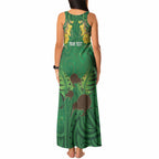 Personalised South Canterbury Anniversary Day Tank Maxi Dress Kiwi Kowhai Silver Fern Maori Pattern