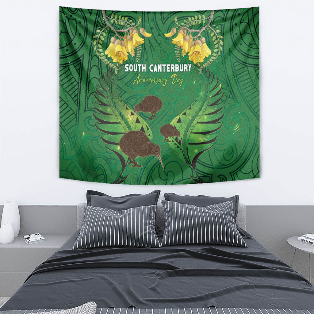 South Canterbury Anniversary Day Tapestry Kiwi Kowhai Silver Fern Maori Pattern