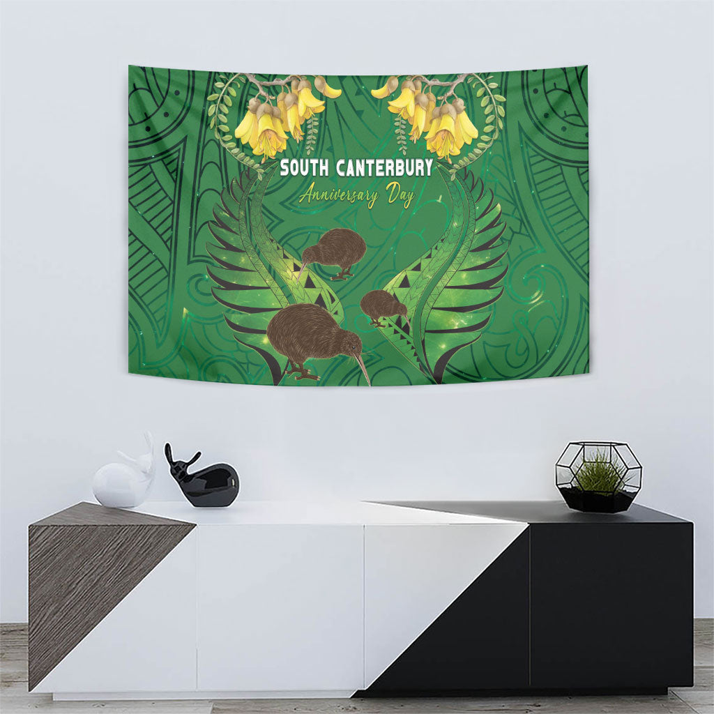 South Canterbury Anniversary Day Tapestry Kiwi Kowhai Silver Fern Maori Pattern
