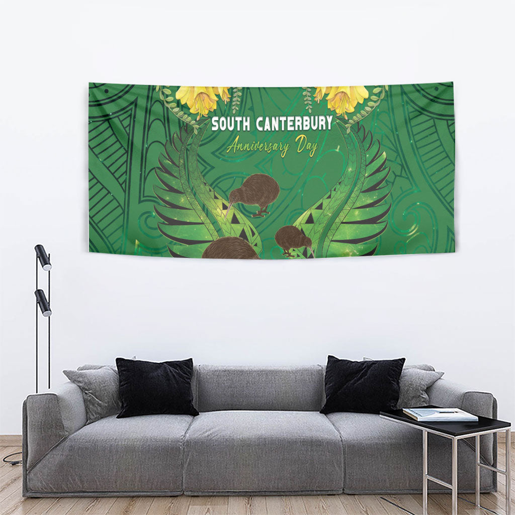 South Canterbury Anniversary Day Tapestry Kiwi Kowhai Silver Fern Maori Pattern
