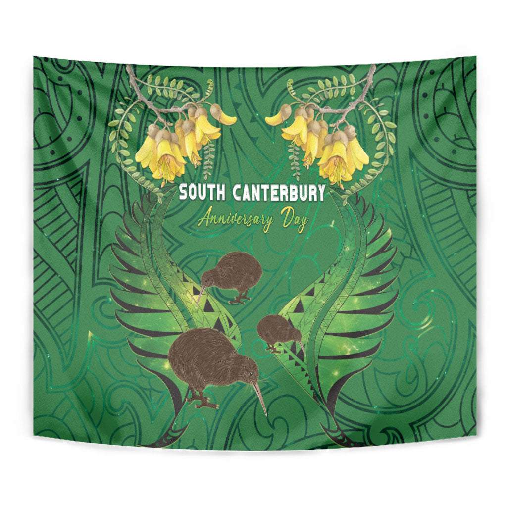 South Canterbury Anniversary Day Tapestry Kiwi Kowhai Silver Fern Maori Pattern