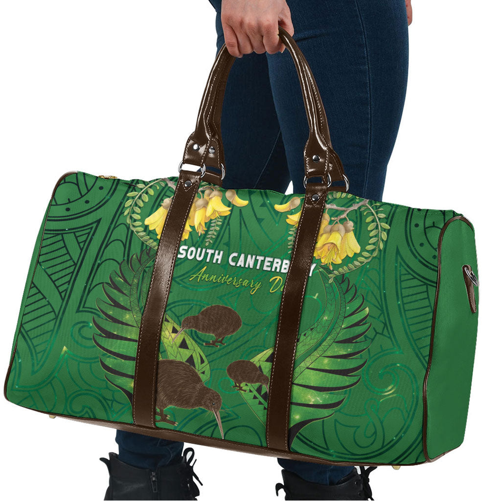 South Canterbury Anniversary Day Travel Bag Kiwi Kowhai Silver Fern Maori Pattern