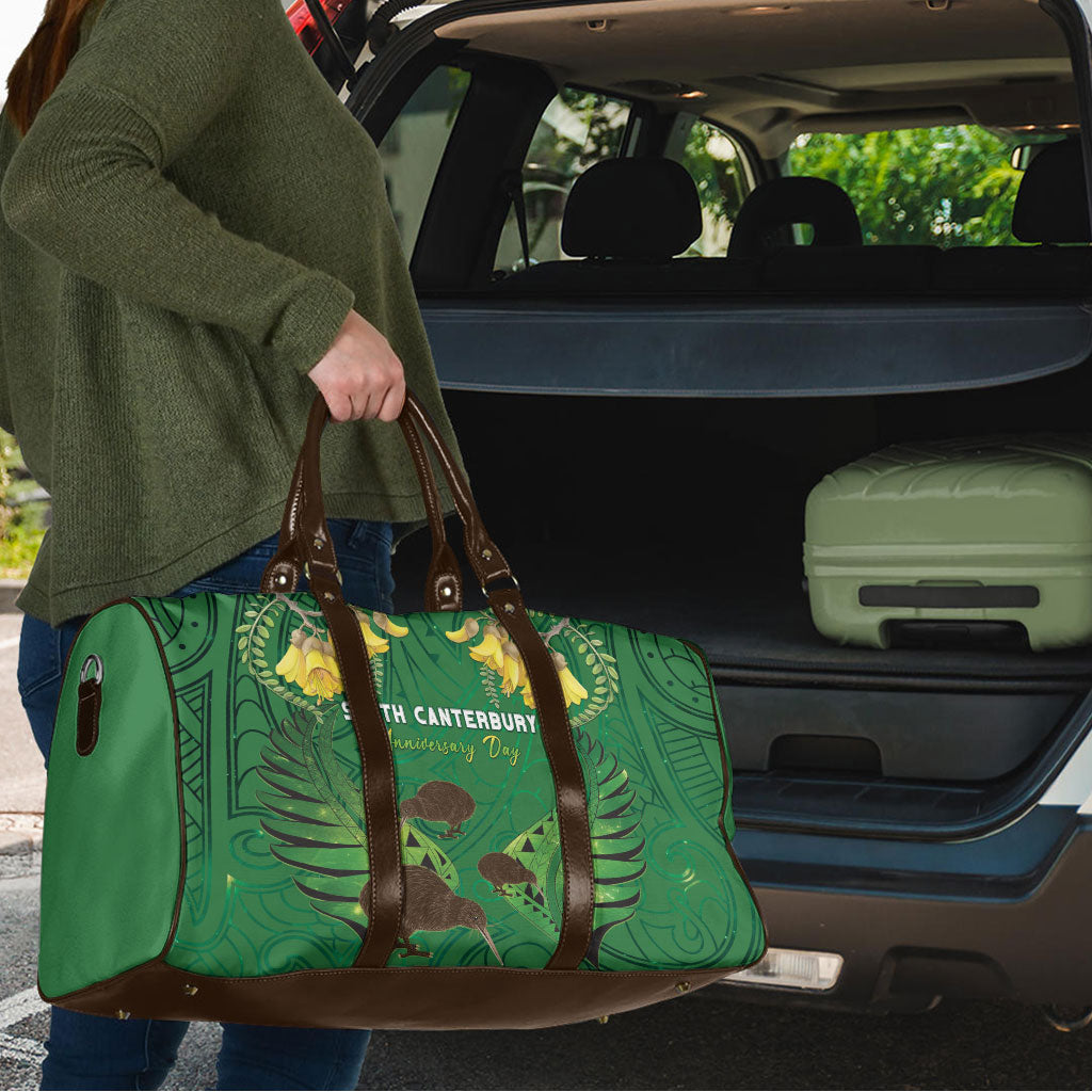 South Canterbury Anniversary Day Travel Bag Kiwi Kowhai Silver Fern Maori Pattern