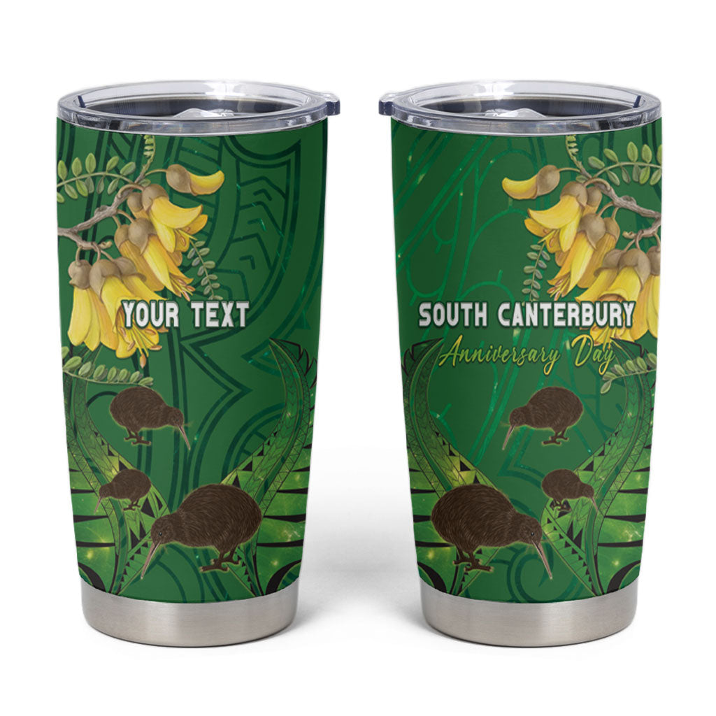 Personalised South Canterbury Anniversary Day Tumbler Cup Kiwi Kowhai Silver Fern Maori Pattern