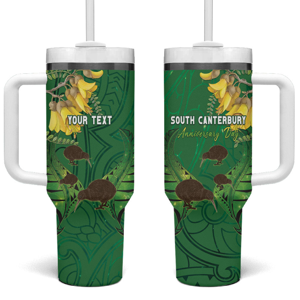 Personalised South Canterbury Anniversary Day Tumbler With Handle Kiwi Kowhai Silver Fern Maori Pattern