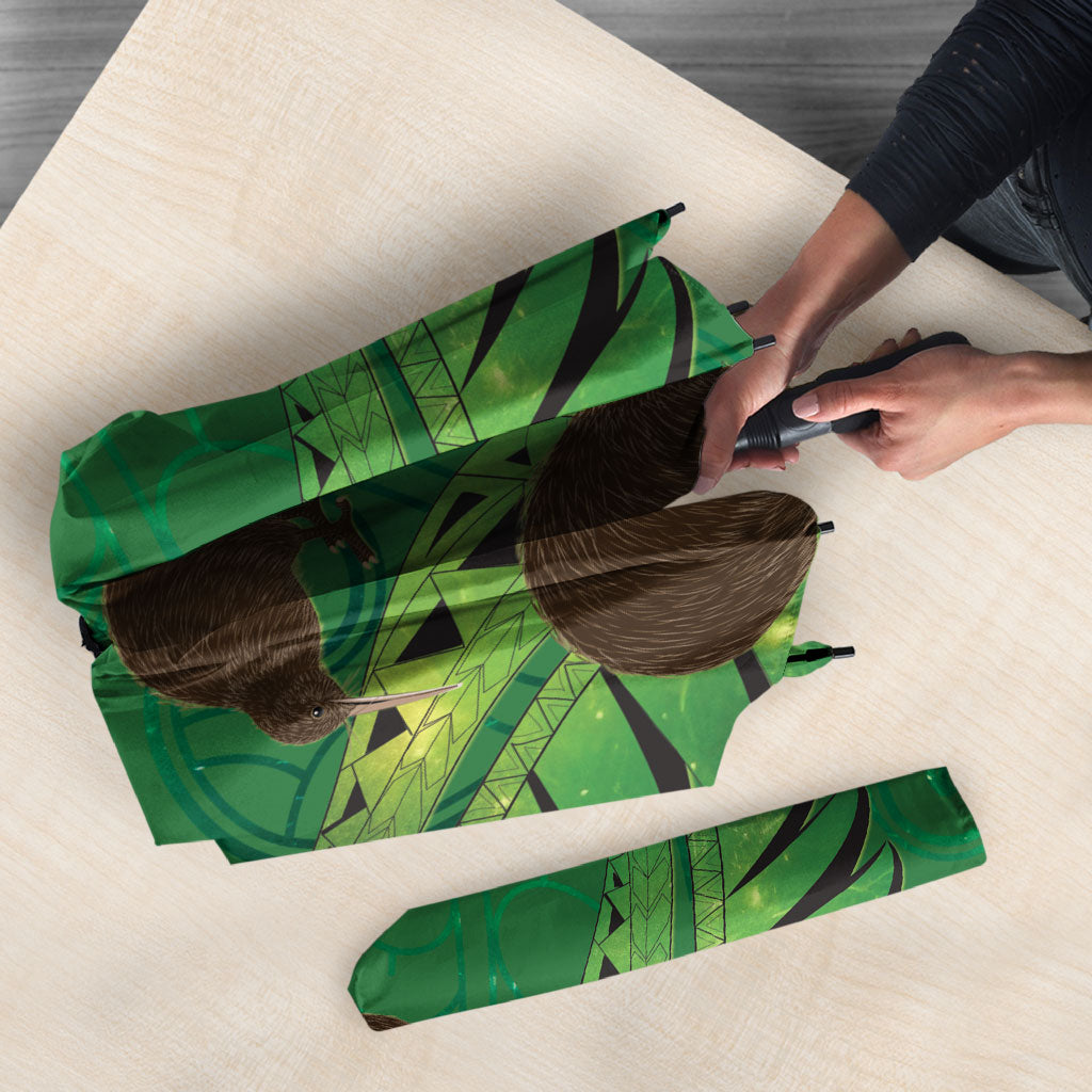 South Canterbury Anniversary Day Umbrella Kiwi Kowhai Silver Fern Maori Pattern
