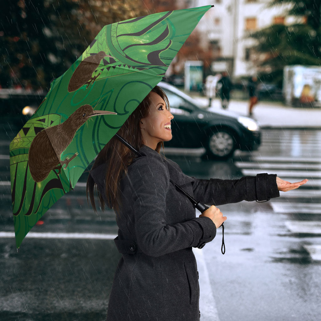 South Canterbury Anniversary Day Umbrella Kiwi Kowhai Silver Fern Maori Pattern