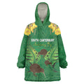 Personalised South Canterbury Anniversary Day Wearable Blanket Hoodie Kiwi Kowhai Silver Fern Maori Pattern