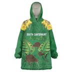 Personalised South Canterbury Anniversary Day Wearable Blanket Hoodie Kiwi Kowhai Silver Fern Maori Pattern