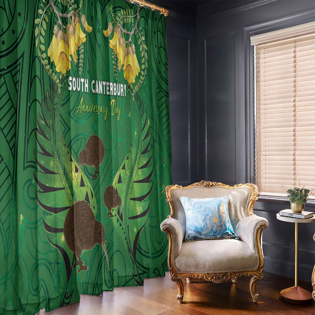 South Canterbury Anniversary Day Window Curtain Kiwi Kowhai Silver Fern Maori Pattern