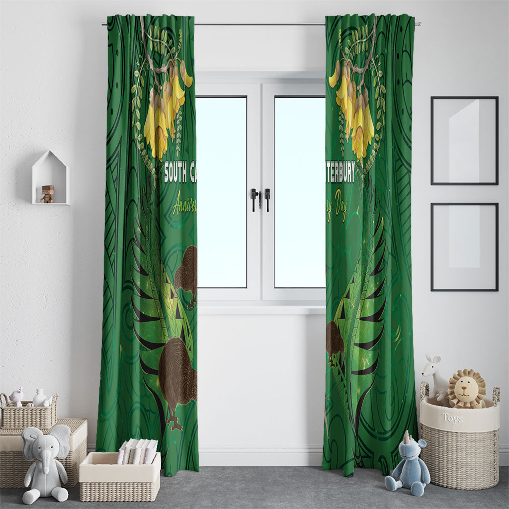 South Canterbury Anniversary Day Window Curtain Kiwi Kowhai Silver Fern Maori Pattern