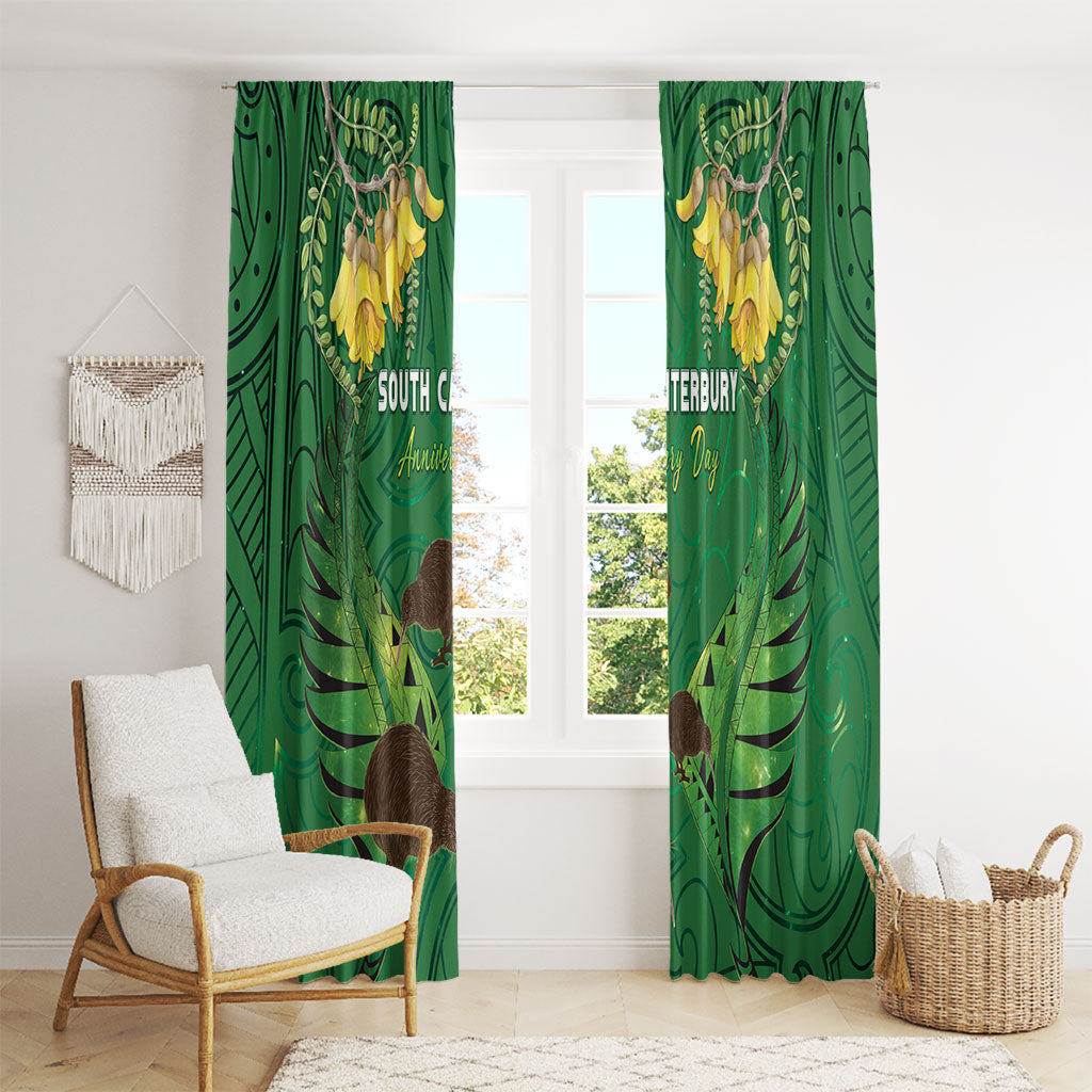 South Canterbury Anniversary Day Window Curtain Kiwi Kowhai Silver Fern Maori Pattern