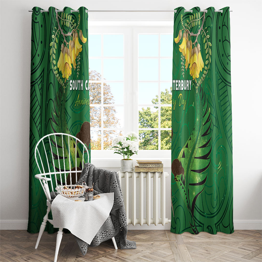 South Canterbury Anniversary Day Window Curtain Kiwi Kowhai Silver Fern Maori Pattern