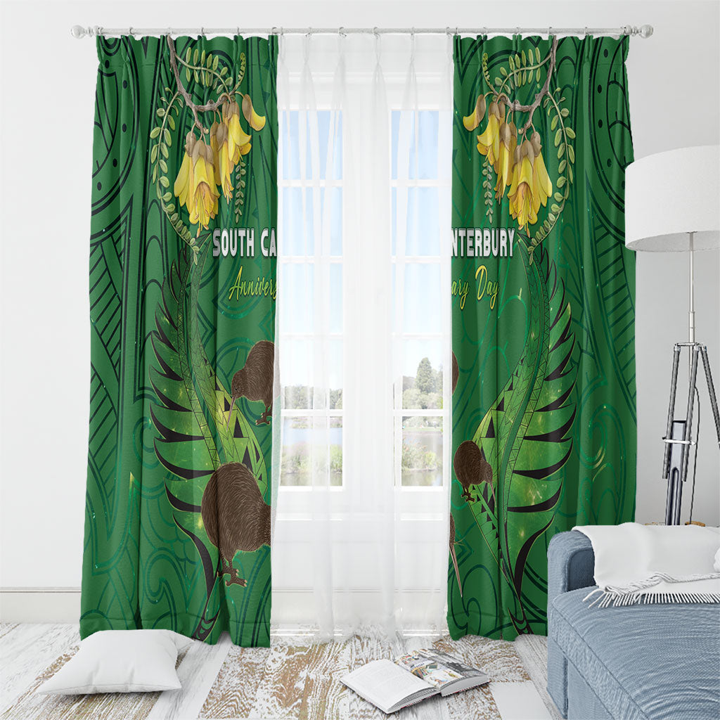 South Canterbury Anniversary Day Window Curtain Kiwi Kowhai Silver Fern Maori Pattern