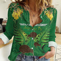 Personalised South Canterbury Anniversary Day Women Casual Shirt Kiwi Kowhai Silver Fern Maori Pattern