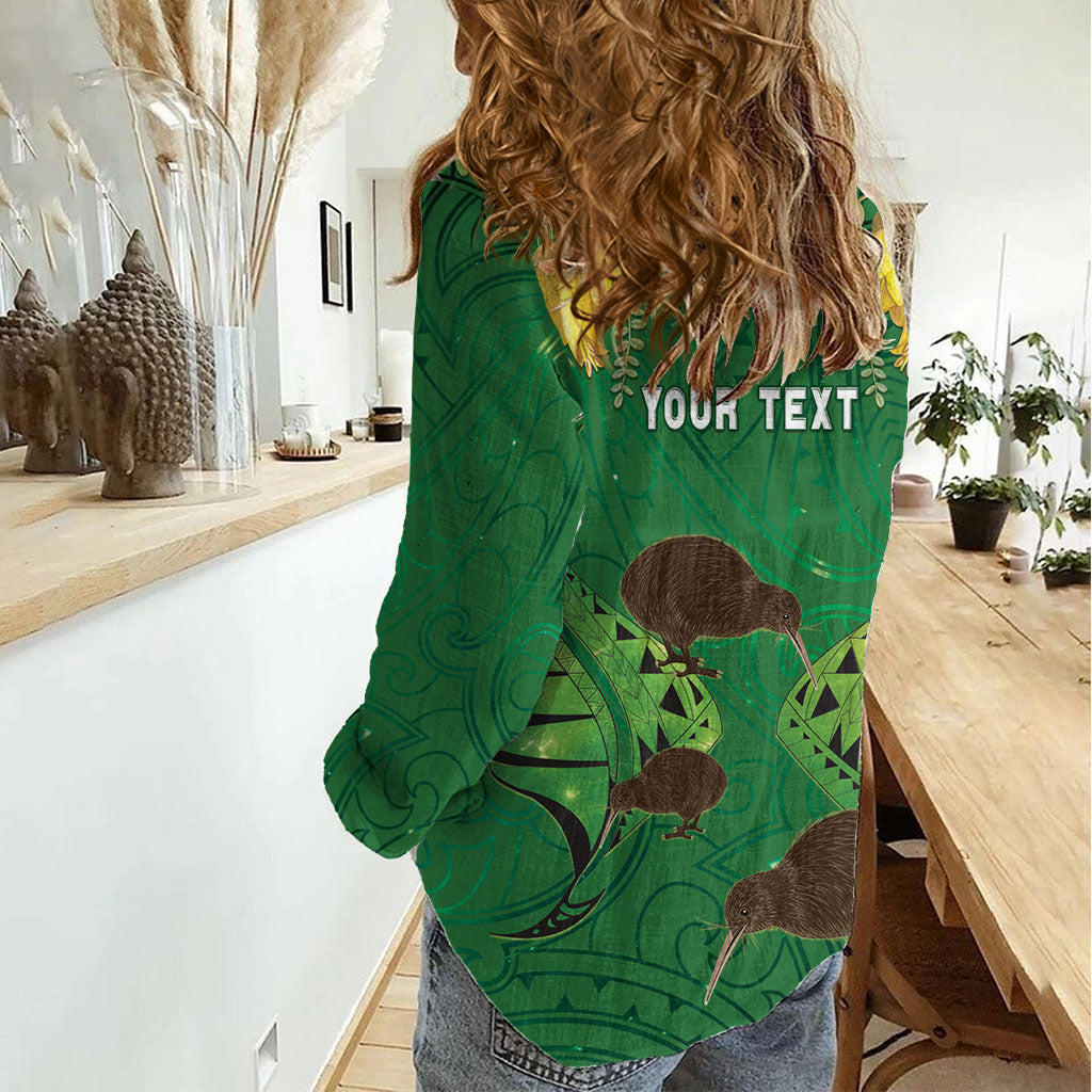 Personalised South Canterbury Anniversary Day Women Casual Shirt Kiwi Kowhai Silver Fern Maori Pattern