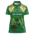 Personalised South Canterbury Anniversary Day Women Polo Shirt Kiwi Kowhai Silver Fern Maori Pattern