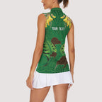 Personalised South Canterbury Anniversary Day Women Sleeveless Polo Shirt Kiwi Kowhai Silver Fern Maori Pattern