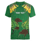Personalised South Canterbury Anniversary Day Women V-Neck T-Shirt Kiwi Kowhai Silver Fern Maori Pattern