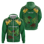 Personalised South Canterbury Anniversary Day Zip Hoodie Kiwi Kowhai Silver Fern Maori Pattern