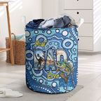 Australia Father's Day Laundry Basket Aussie Fishing Best Dad Ever Aboriginal Pattern