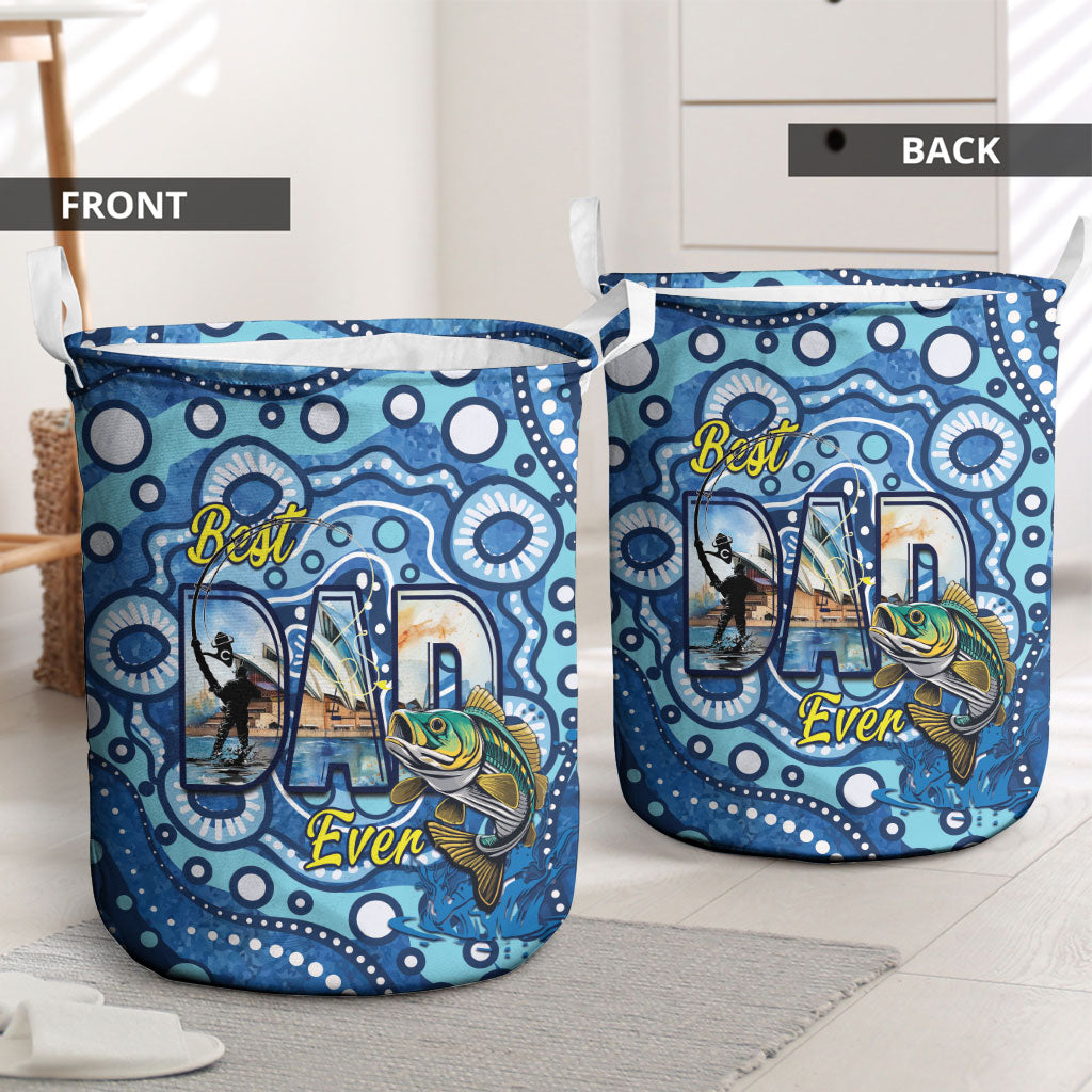 Australia Father's Day Laundry Basket Aussie Fishing Best Dad Ever Aboriginal Pattern