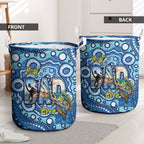 Australia Father's Day Laundry Basket Aussie Fishing Best Dad Ever Aboriginal Pattern