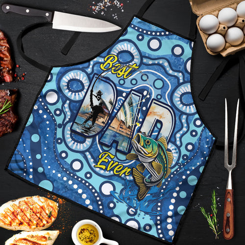 Australia Father's Day Apron Aussie Fishing Best Dad Ever Aboriginal Pattern