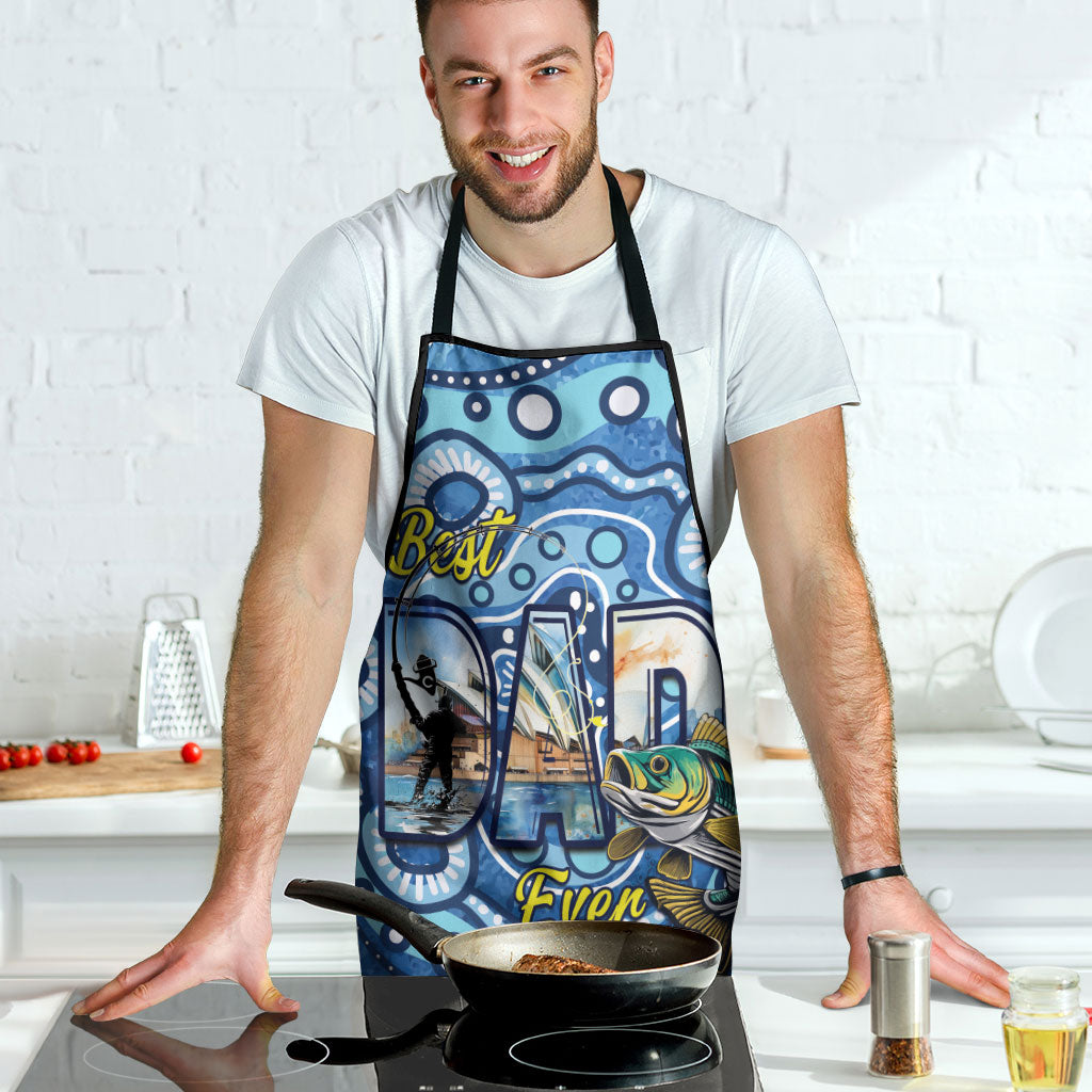 Australia Father's Day Apron Aussie Fishing Best Dad Ever Aboriginal Pattern