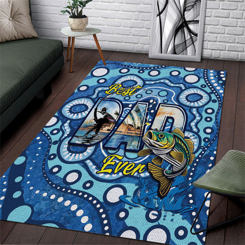 Australia Father's Day Area Rug Aussie Fishing Best Dad Ever Aboriginal Pattern
