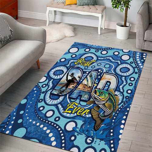 Australia Father's Day Area Rug Aussie Fishing Best Dad Ever Aboriginal Pattern