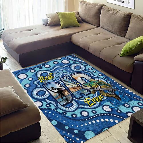 Australia Father's Day Area Rug Aussie Fishing Best Dad Ever Aboriginal Pattern