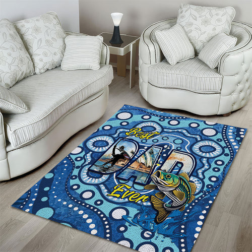 Australia Father's Day Area Rug Aussie Fishing Best Dad Ever Aboriginal Pattern