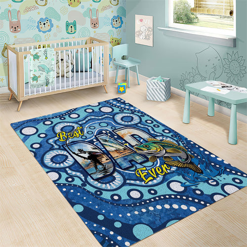 Australia Father's Day Area Rug Aussie Fishing Best Dad Ever Aboriginal Pattern