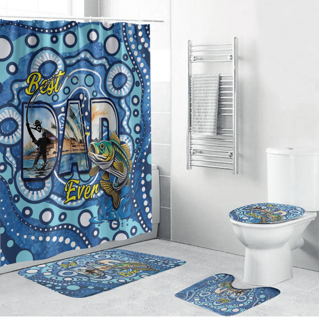 Australia Father's Day Bathroom Set Aussie Fishing Best Dad Ever Aboriginal Pattern