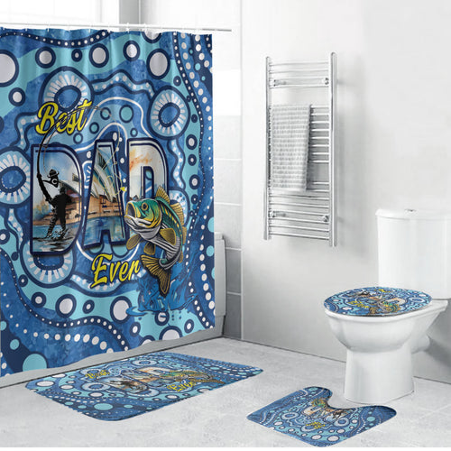 Australia Father's Day Bathroom Set Aussie Fishing Best Dad Ever Aboriginal Pattern