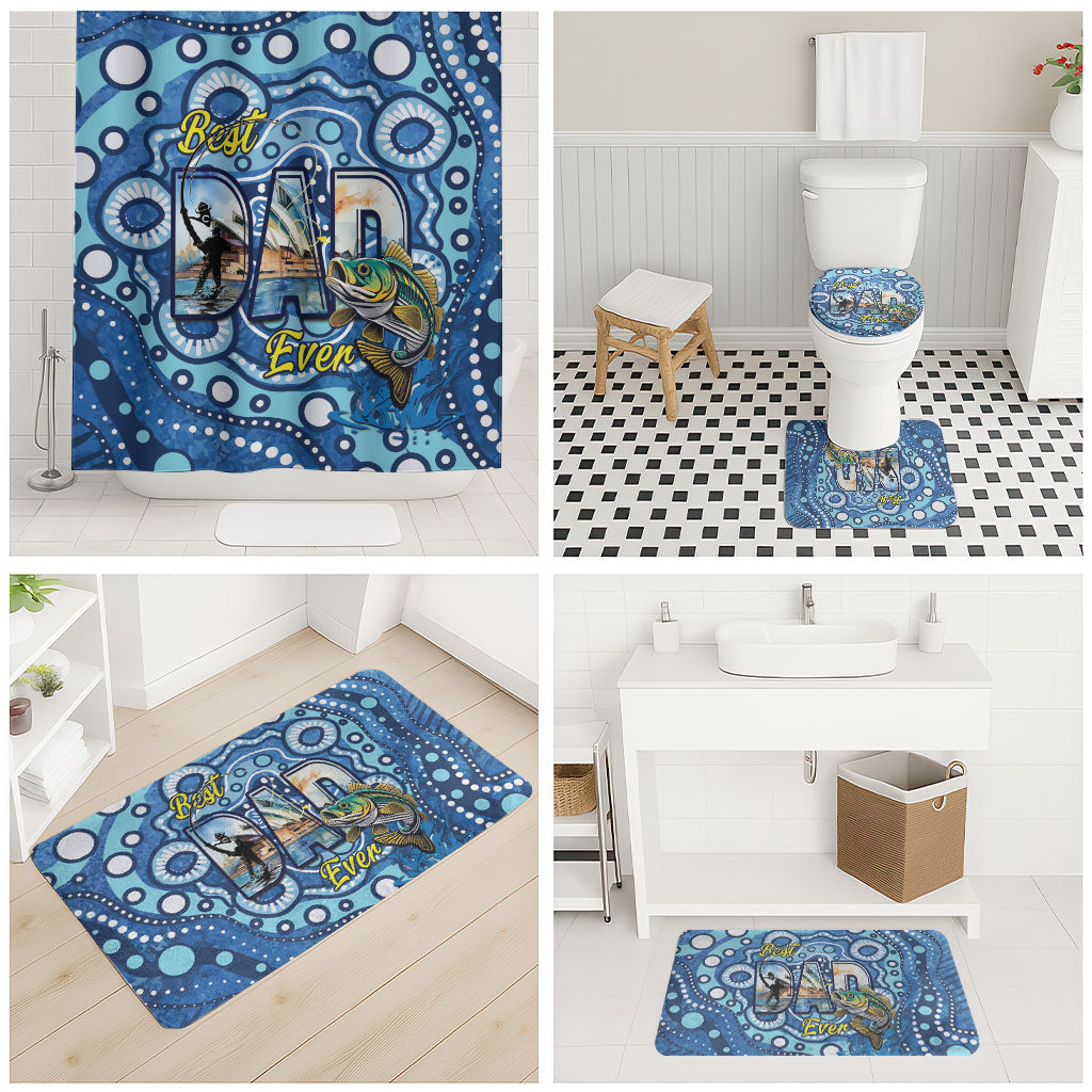 Australia Father's Day Bathroom Set Aussie Fishing Best Dad Ever Aboriginal Pattern