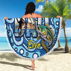 Australia Father's Day Beach Blanket Aussie Fishing Best Dad Ever Aboriginal Pattern