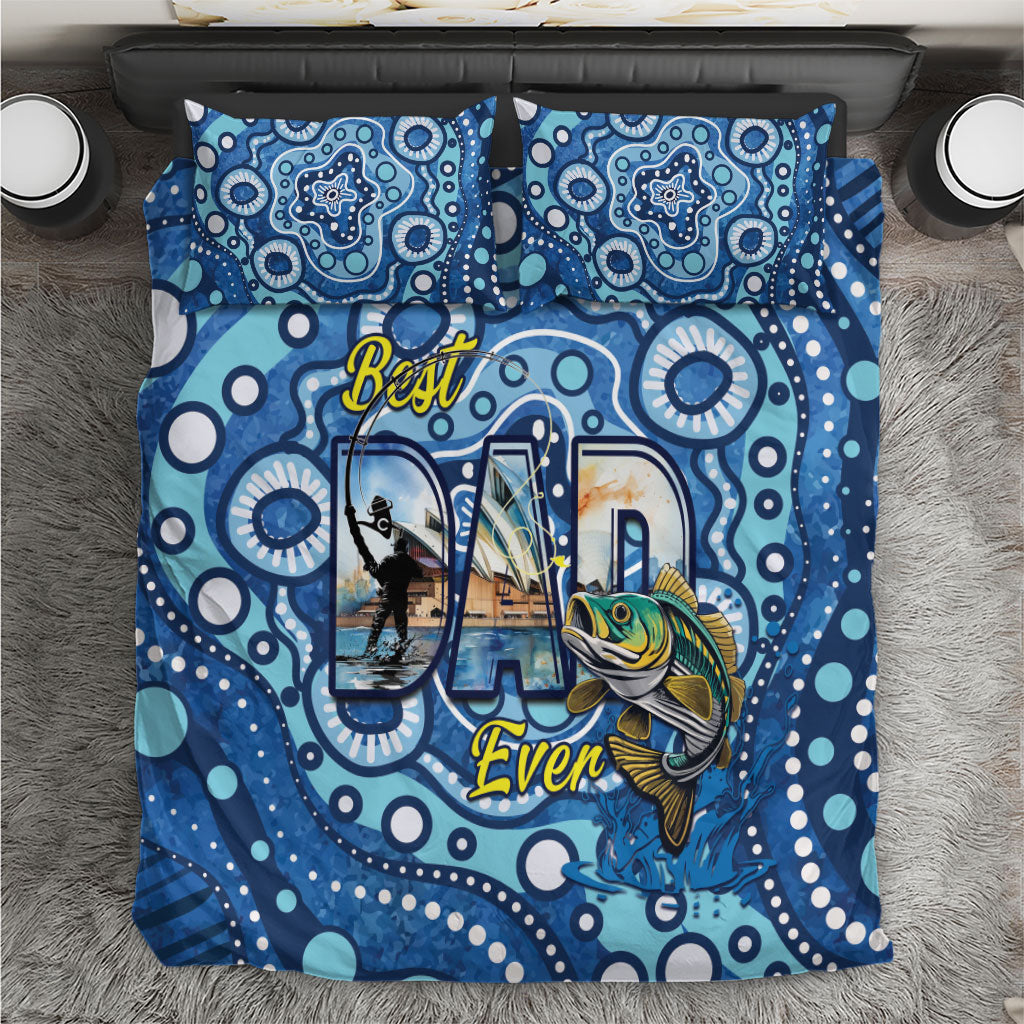 Australia Father's Day Bedding Set Aussie Fishing Best Dad Ever Aboriginal Pattern